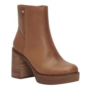 Lucky Brand Tan Leather Platform Ankle Bootie